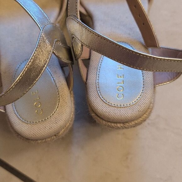 NEW Cole Haan Cloudfeel Espadrille II Wedge Sandals Cream White Size 8.5 - Picture 6 of 13